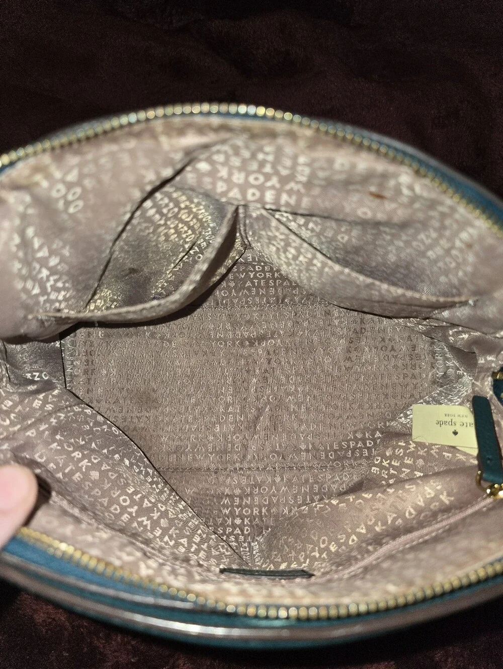 Kate Spade Vintage Reilly Larchmont Avenue satchel, dark teal pebbled leather.